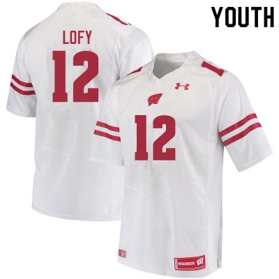 Youth Wisconsin Badgers NCAA #12 Max Lofy White Authentic Under Armour Stitched College Football Jersey NC31P83LJ